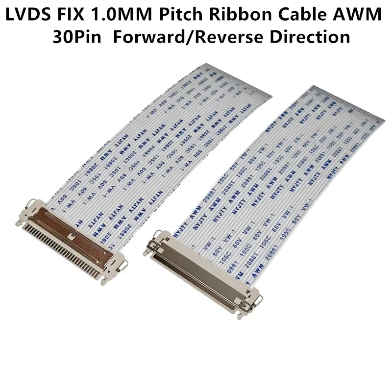 LVDS FIX 1.0MM Pitch Ribbon Cable AWM 20706 105C 60V VW-1 30Pin Length 10CM/25CM/30CM/40CM/50CM Forward/Reverse Direction