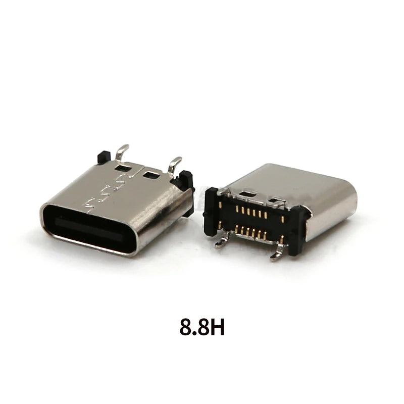 2pcs USB TYPE-C16P Female Socket 180 Degree Vertical USB C Type C 4 Legs SMD DIP Charging Port Connector 5.5mm 6.4mm 6.5mm 7.4mm
