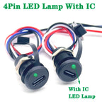 4Pin LED Lamp With IC USB C High Current Charging Socket With Nut Snap Lock Plate TYPE-C Female Waterproof Female Connector Jack