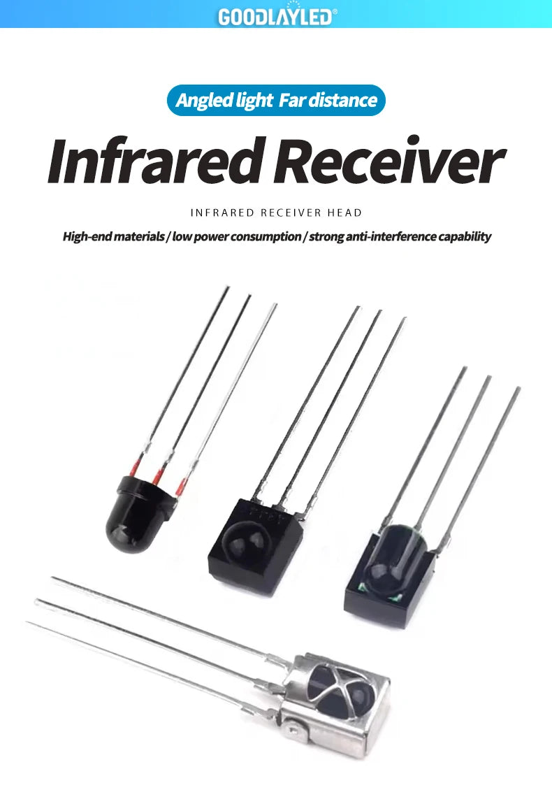10PCS/Lot Universal IR Infrared Receiver DIP LED VS1838B 1838 VS838 VS1738 HS0038BD HS0038 CHQ0038K Remote Receiver Tube