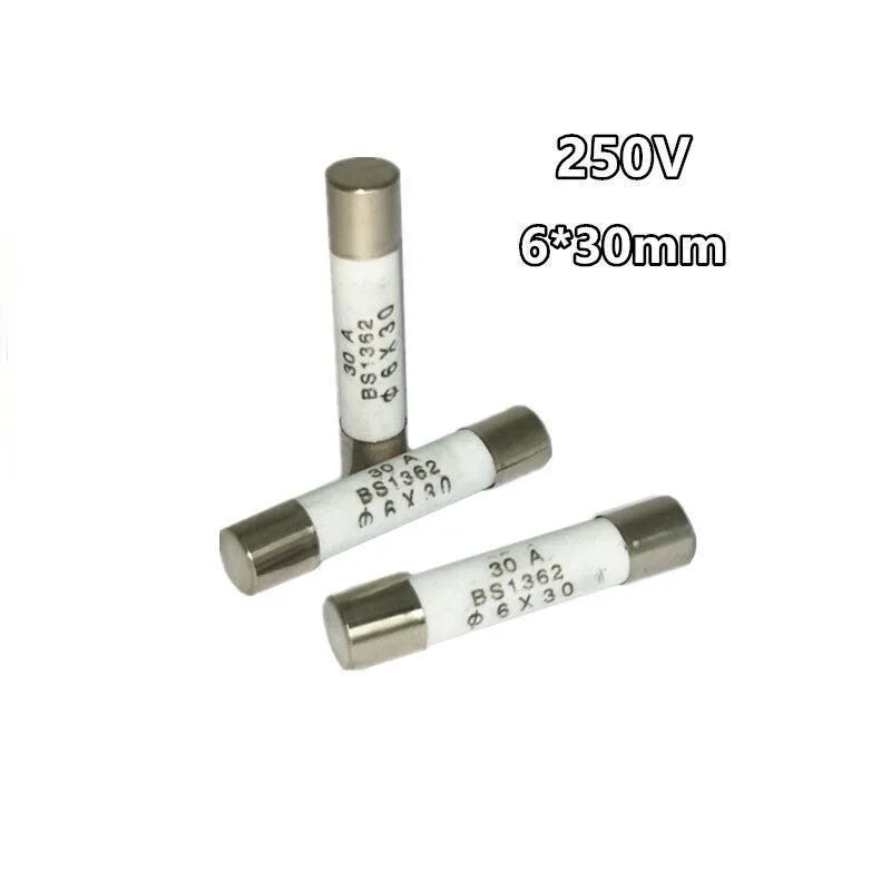 75Pcs Ceramic Fuse Assortment Kit 6x30mm 250V Fuses Set (0.5A to 30A) Replacement for Home Appliances & Electronics