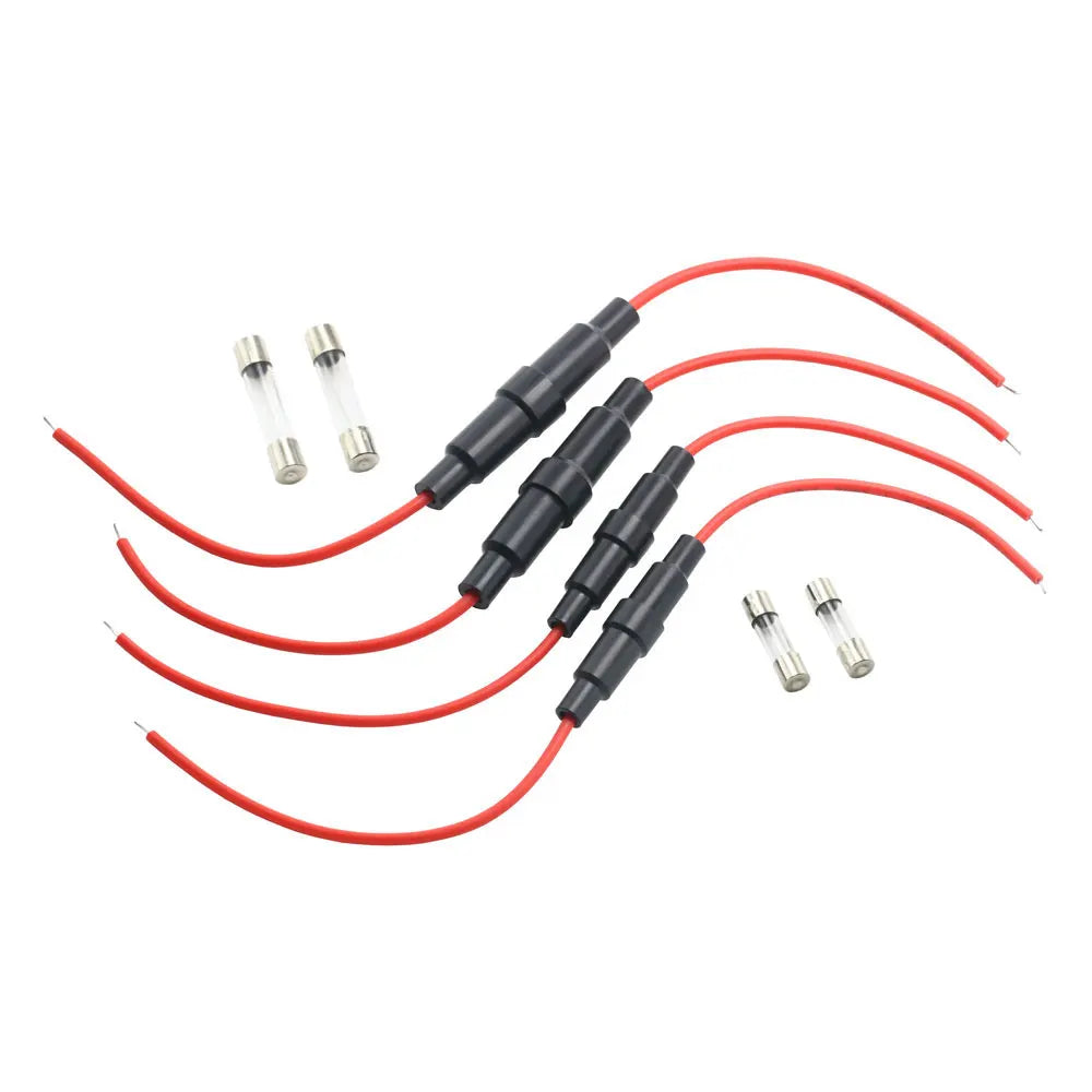 5PCS 5*20mm 6*30mm Glass Fuse Holder Screw Type 5X20mm with 22 20 18 16 14AWG Wire Cable 250V 5X20MM Glass Fuse Tube Fuse Casing