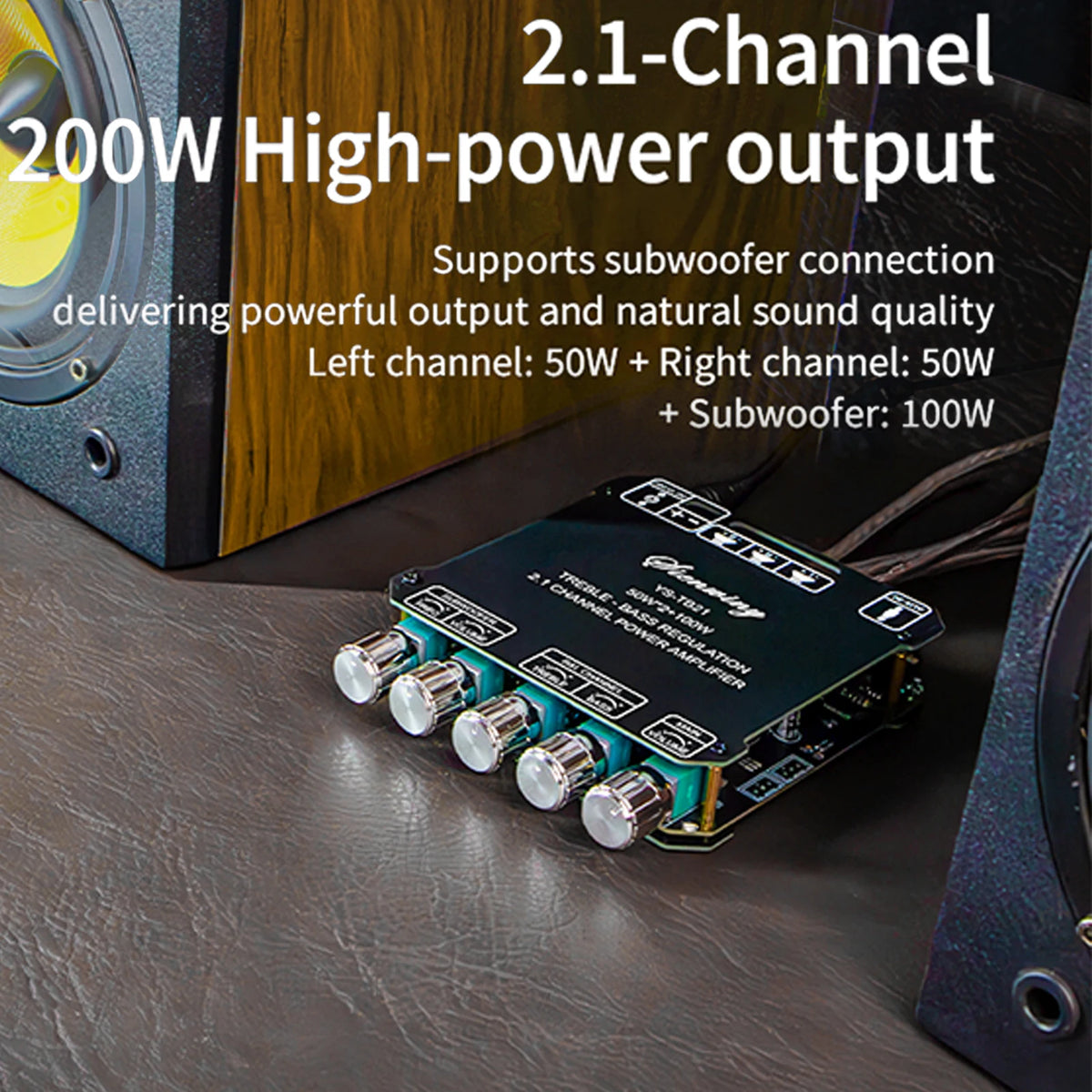 YS-MT21 2.1 Channel Bluetooth 5.0 Subwoofer Amplifier Board 50W X 2+100W Power Audio Stereo Amplifier Board Bass AMP AUX