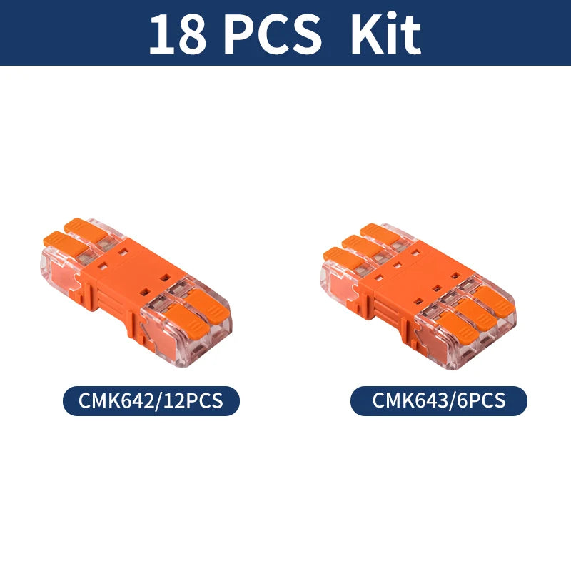 JINH CMK64 Series 18Pcs Mini Quick Connector Universal Compact Push-in Terminal Block Standard Solid Flexible Wires
