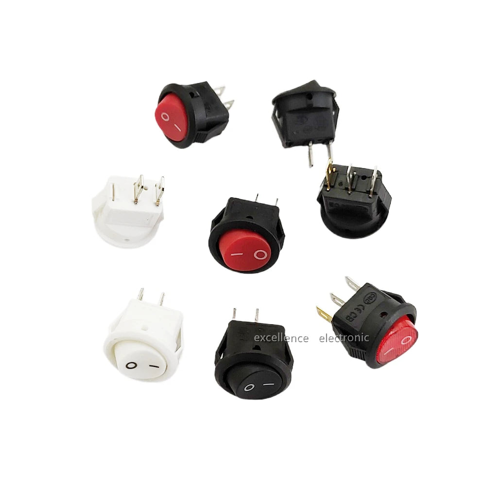 2/5/10Pcs Round Boat Rocker Switch Diameter 16mm 3A/250VAC KCD1-105 On-Off Snap SPST Black 2Pin Power Switch