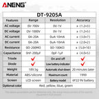 Profesional Digital Multimeter AC/DC Voltage Current Test ANENG Capacitance NCV Resistance Ohm Electrical Test Meter Tools