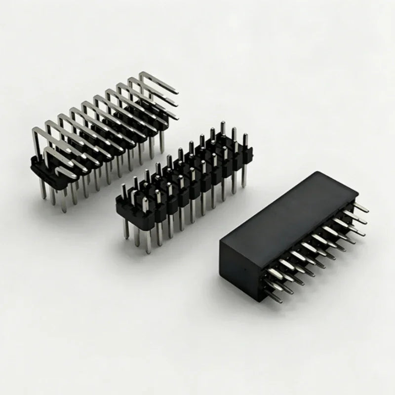 100pcs 2.54mm R/A Three Row Straight 90D Right Angle Gold-Plate Male Female Pin Header Connector 3*2/3/4/5/6/7/8/10/20/25/40Pin