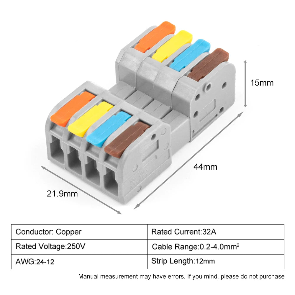 5PCS Male Female Docking Electrical Wire Connector Quick Universal Plug-in Type Butt Conductor Wiring Terminal Block With Lever