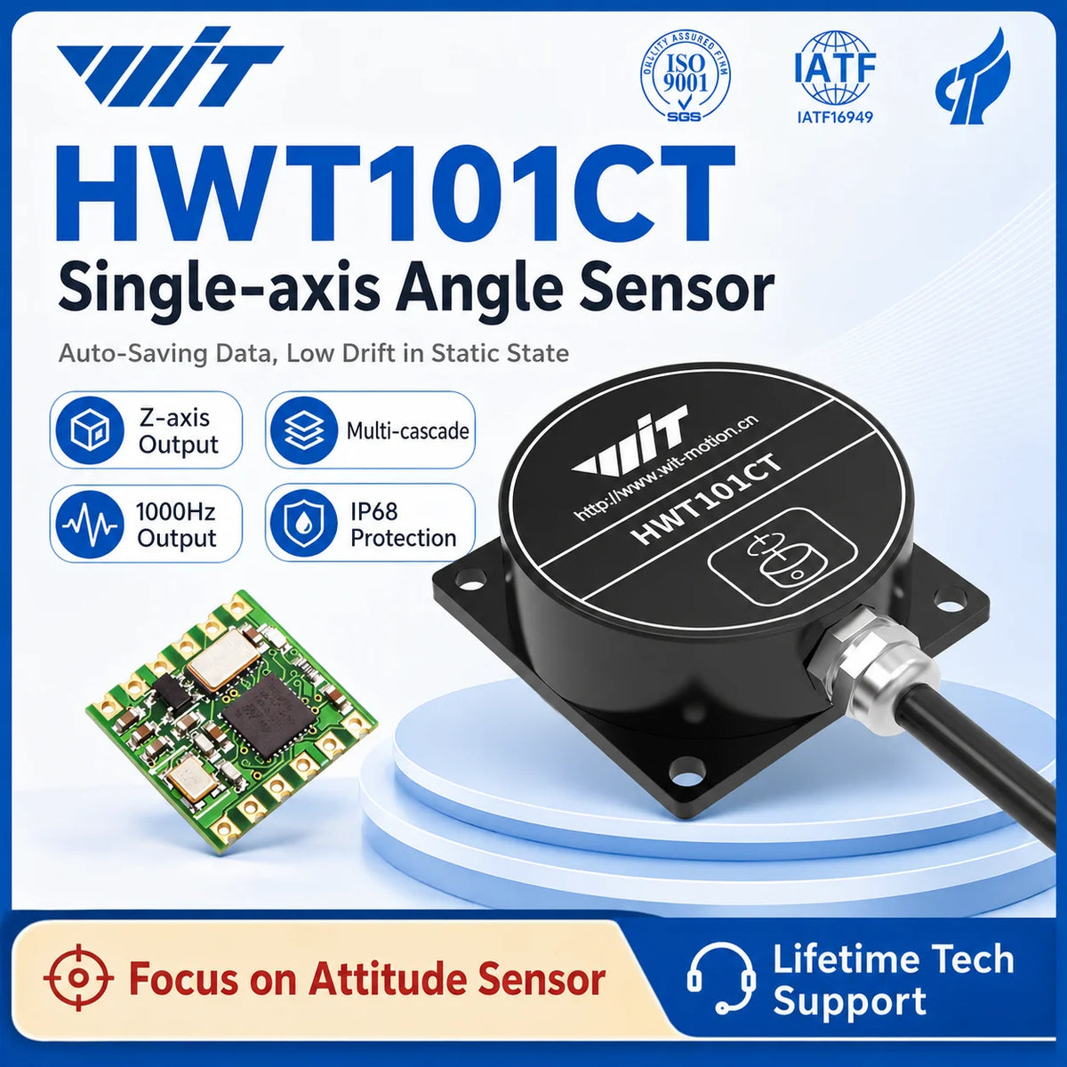 WitMotion HWT101CT High Precision Z-Axis Gyroscope Angle Sensor MEMS Inclinometer axis no drift Module for Robot ROS Drone AGV