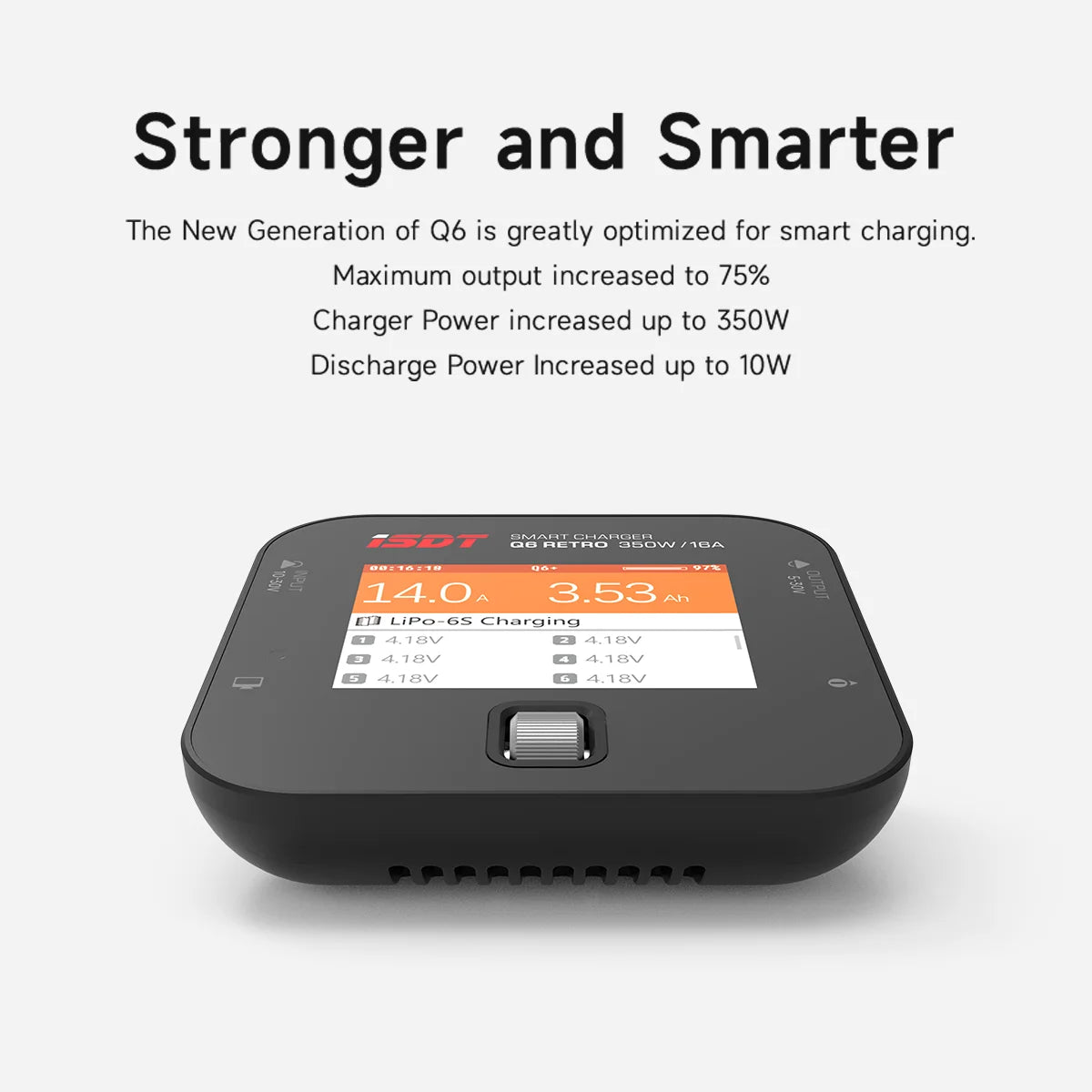 ISDT Q6 retro 350W 16A DC Lipo Battery Balance Charger Discharger for 2-6S Digital Battery Li-Po Li-Hv Li-Ion Li-Fe NiMH Ni-Cd