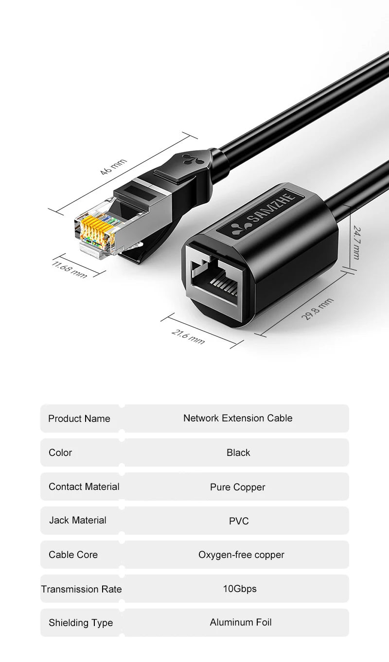 Clearance_SAMZHE Cat6 Ethernet Extension Patch Cable RJ45 Male to Female Rj45 Ethernet Extender Adapter for PC Laptop Ethernet C
