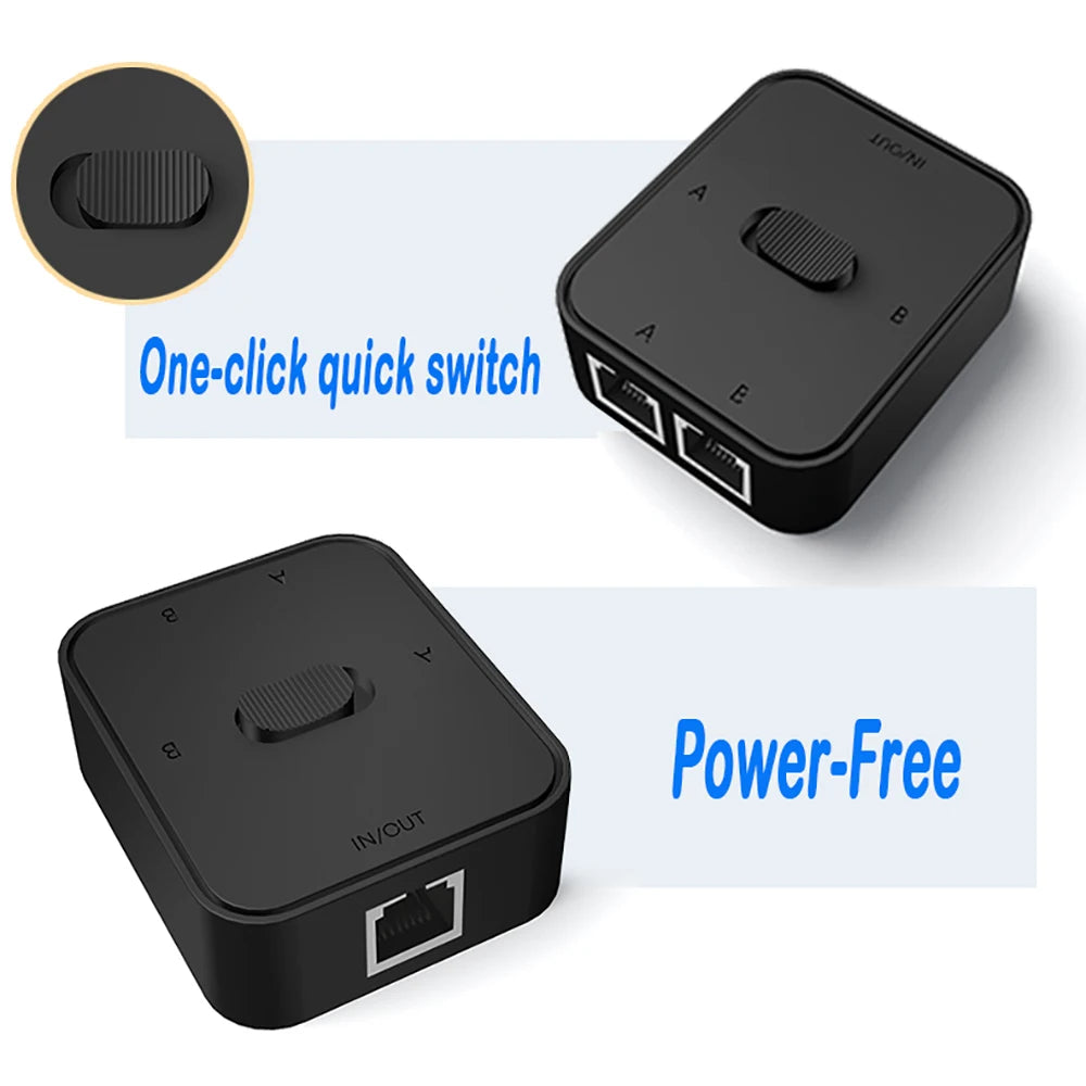 1000Mbps 1 In 2 Out Ethernet Adapter RJ45 Splitter Lan Connector Cat 6 RJ45 Splitter Switch Coupler for PC Laptop TV Box Router