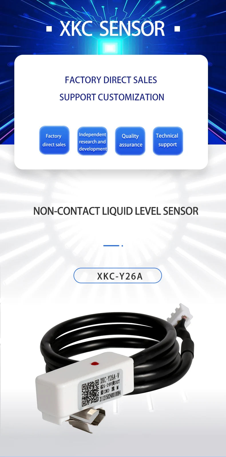 XKC-Y26A Non-contact Water Capacitive Liquid Level Detection Sensor for 4-11mm Small Pipes