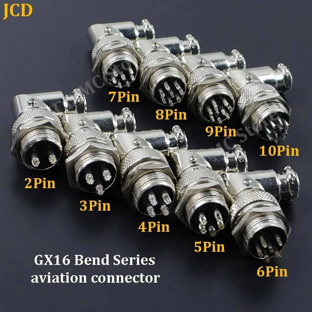 1 Set GX16 90 Degree Right Angle XLR 16mm Elbow 2/3/4/5/6/7/8/9/10 Pin Female Plug Male Chassis Mount Socket Aviation Connector