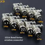 1 Set GX16 90 Degree Right Angle XLR 16mm Elbow 2/3/4/5/6/7/8/9/10 Pin Female Plug Male Chassis Mount Socket Aviation Connector