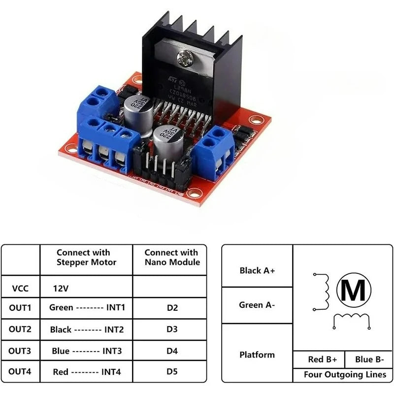 1-5pcs L298N Driver Board Module Stepper Motor Smart Car Robot Breadboard Peltier High Power L298 DC Motor Driver for Arduino