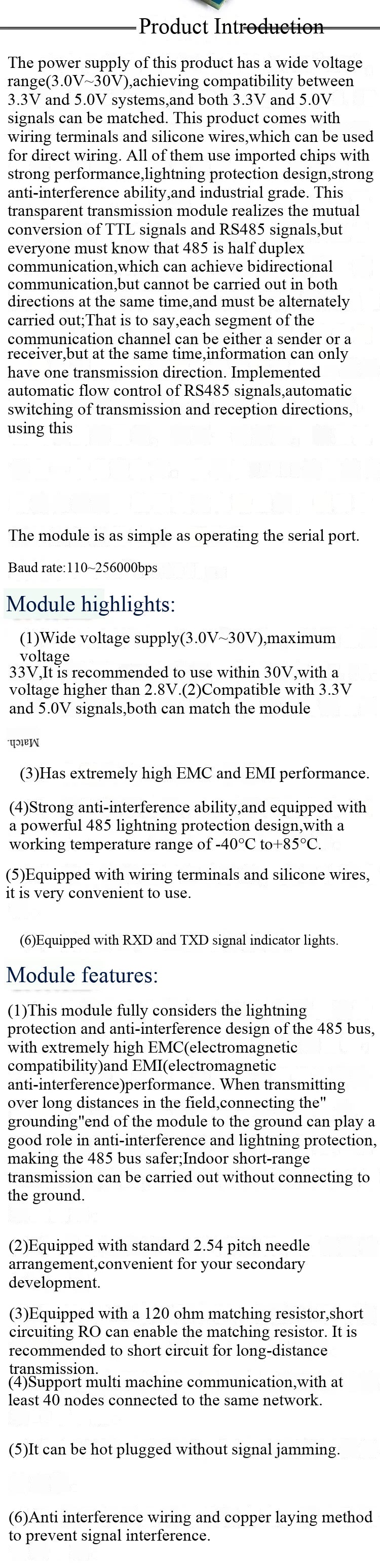 TTL to RS485, RS485 to TTL, USB to 485, industrial-grade microcontroller, automatic hardware flow control