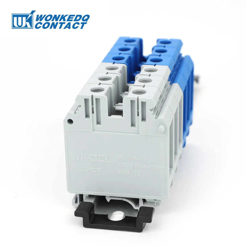 5Pcs UK35 Din Rail Terminal Block Screw 35mm² Wire Electrical Connector, Universal Feed-Through Strip Plug Connection UK 35