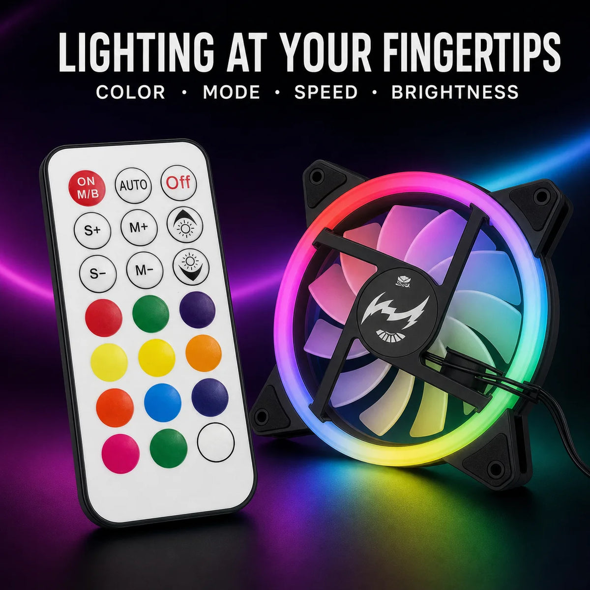 Computer Case PC Cooling Fan RGB Adjust LED 120mm Quiet + IR Remote New Computer Cooler Cooling RGB Case Fan For CPU