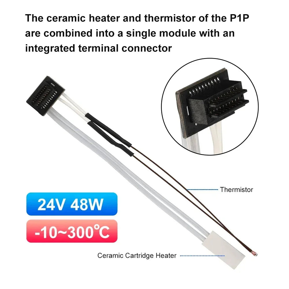 For Bambu Lab Hotend v2.0 V3.0 Kit X1c  P1P Thermistor & Ceramic heater Plate Hotend V3Heater Cartridge 24V 50W 3D Printer Parts