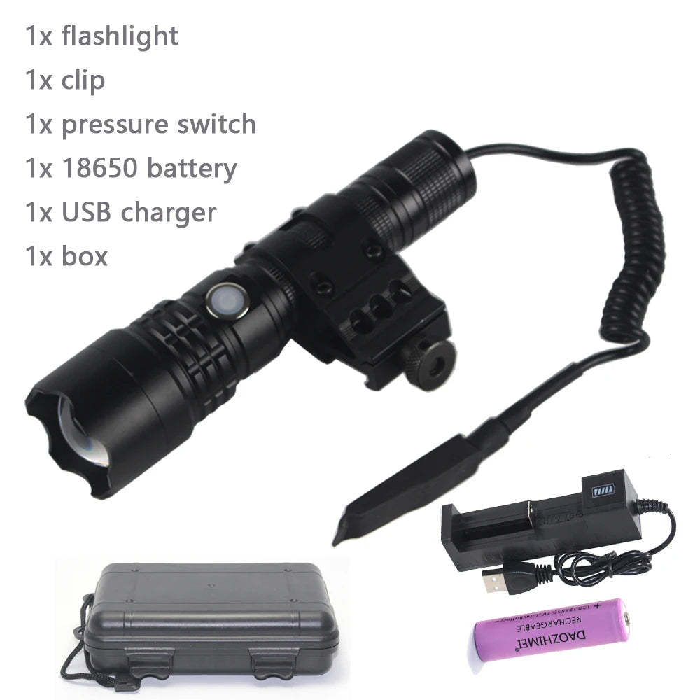 IR 850nm/940nm Tactical Infrared Radiation Zoomable LED Flashlight Type-c USB charging Focus Night Vision Hunting Torch