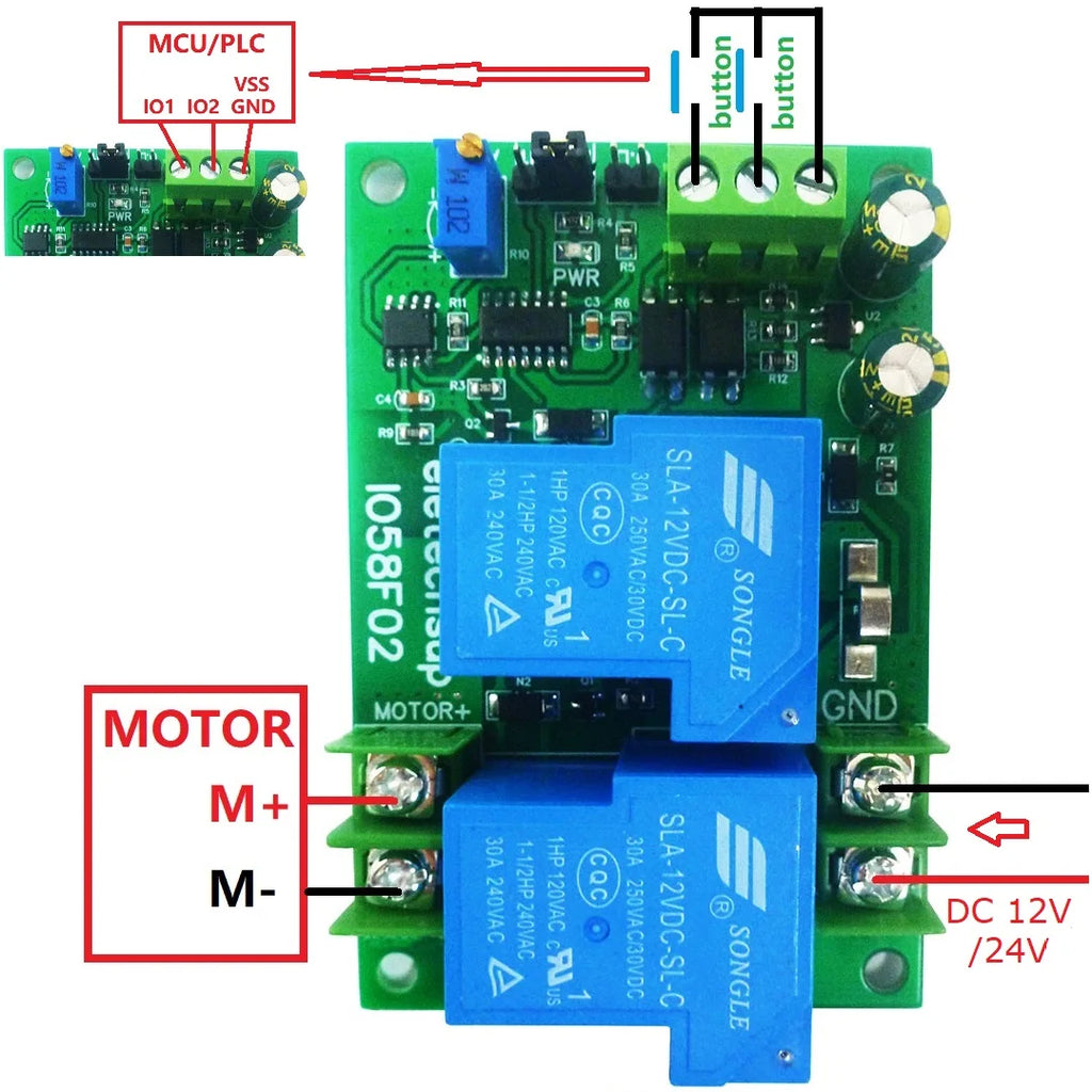 Brushed DC Motor Overload Overcurrent Short Circuit Protector Module Forward Reverse Controller 10A 20A 30A DC 12V 24V Power
