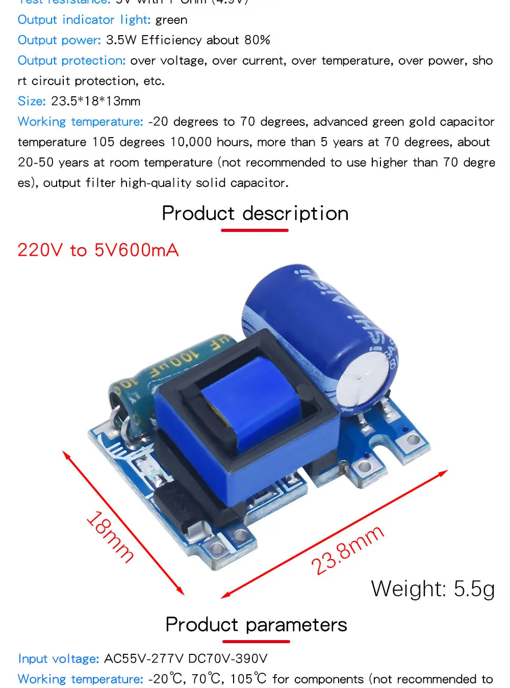 AC-DC 3.3V/5V/12V Precision Buck Converter AC 220v to 5v DC step down Transformer power supply module 1A 12W