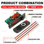 Handsfree 200W Amplifier Bluetooth DIY MP3 Decoder board 12V Wireless Car MP3 Player Record USB TF AUX FM Radio Folder Switching