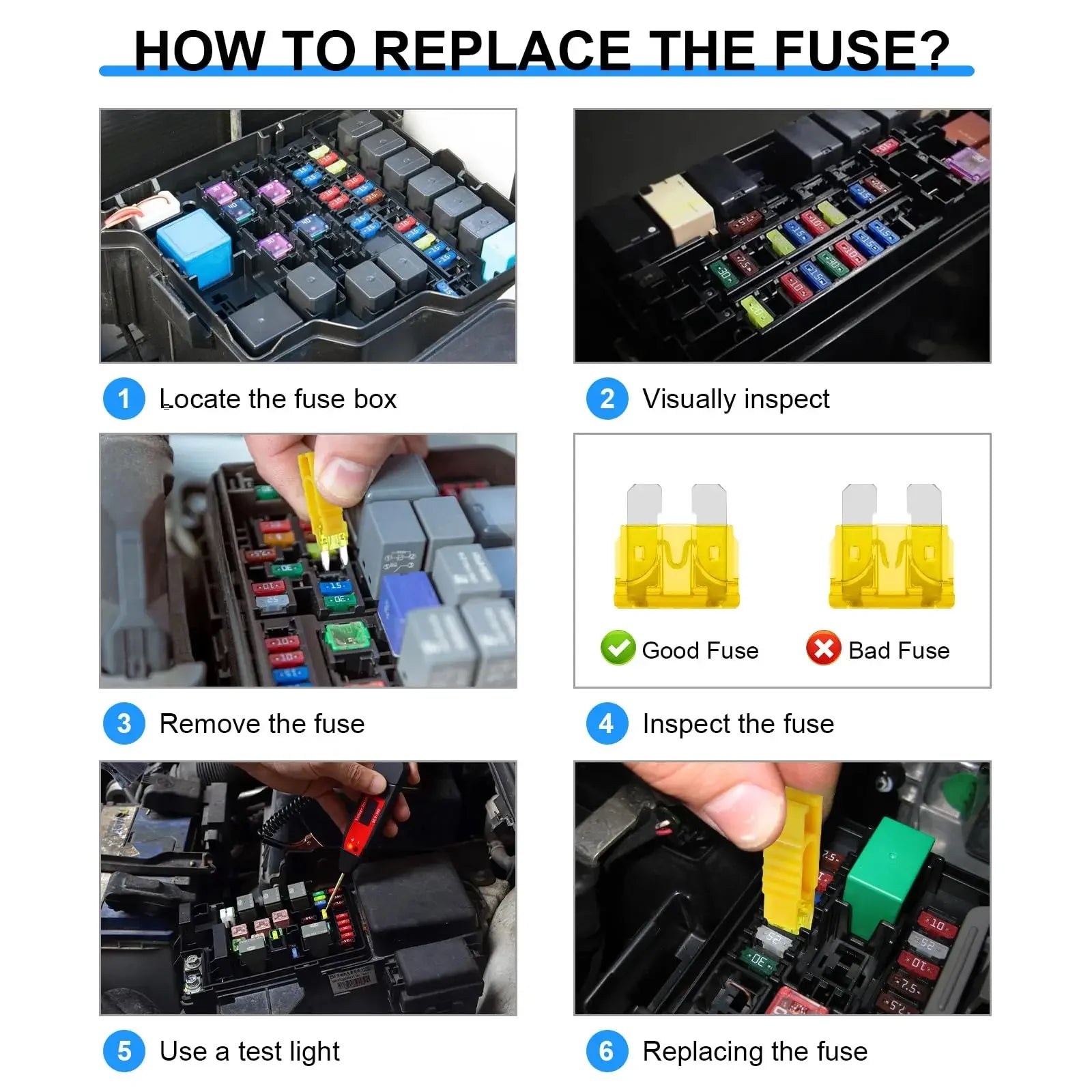 10-100pcs Medium Standard Blade Fuse Insert Kit 2A-40A Automotive Medium Fuses for Car/RV/Truck/SUV/Motorcycle/Boat