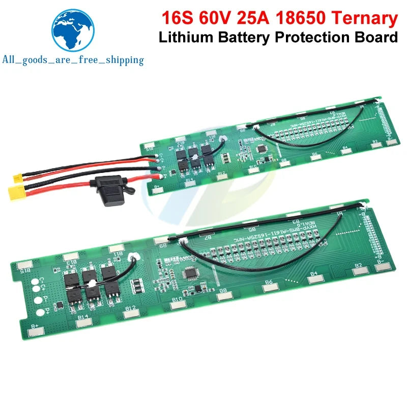 1/3PCS BMS 16S 60V 25A Lmo Ternary Li-ion Lithium 18650 Battery Charge Protection Board With Balance With Temperature Control