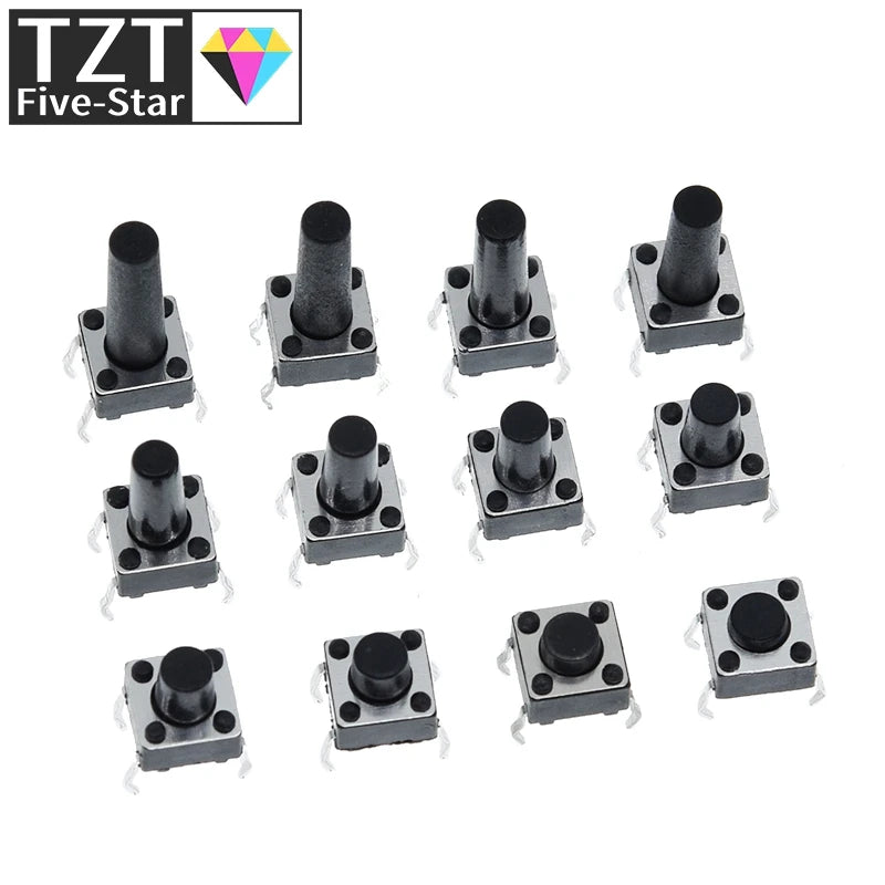 GREATZT 6X6X5/4.3/5.5/6/7/8/9/10/13MM Tact Switch Push Button Switch 12V 4PIN DIP Micro Switch For TV/Toys/home use Button