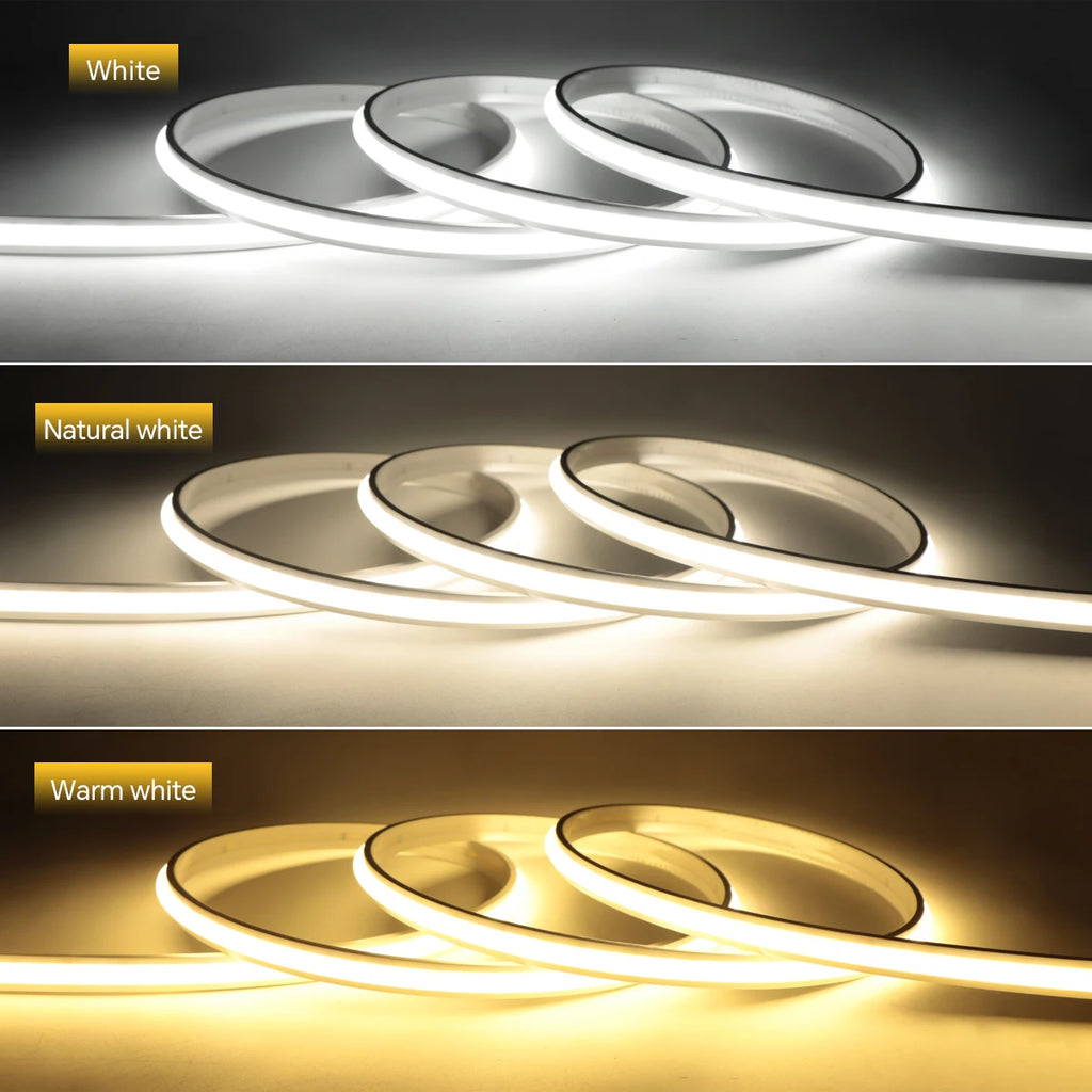 Super Bright 220V COB LED Strip Neon Lights 280LEDs/m Flexible Kitchen Lamp RA90 Waterproof LED Tape With EU Power Plug 1M-30M
