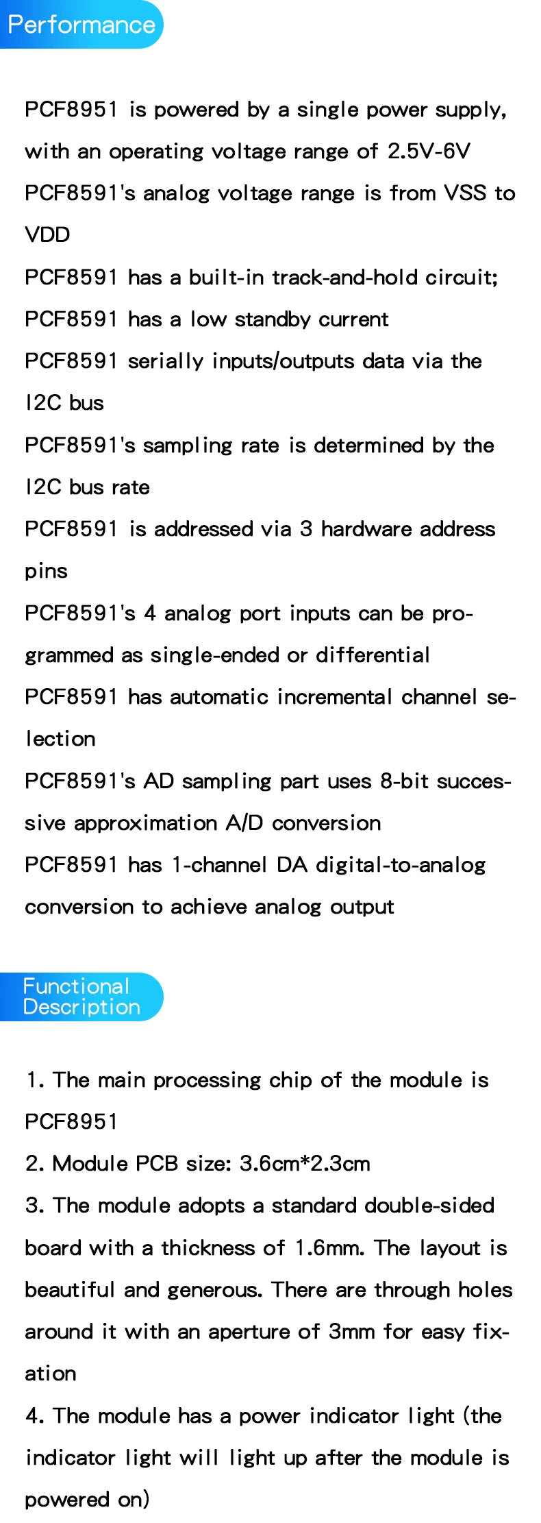 PCF8591 module AD/DA conversion module Temperature and illumination acquisition module For Arduino