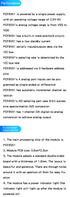 PCF8591 module AD/DA conversion module Temperature and illumination acquisition module For Arduino