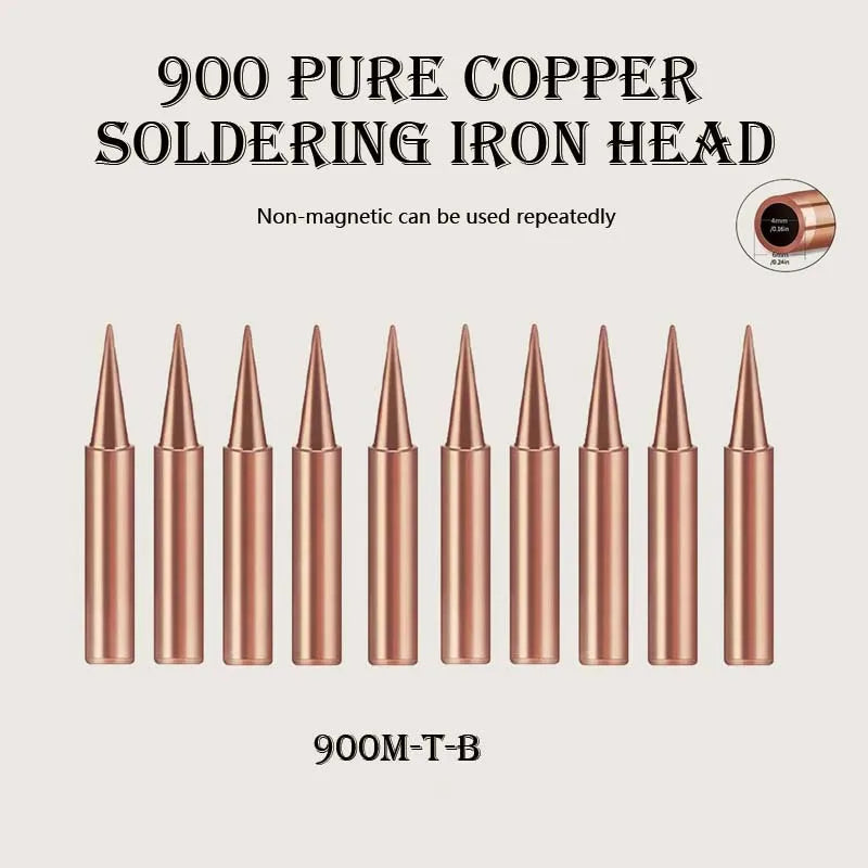 10 - Piece Copper Soldering Iron Tip Set, Multi - Shape for Electronics & Hardware Welding