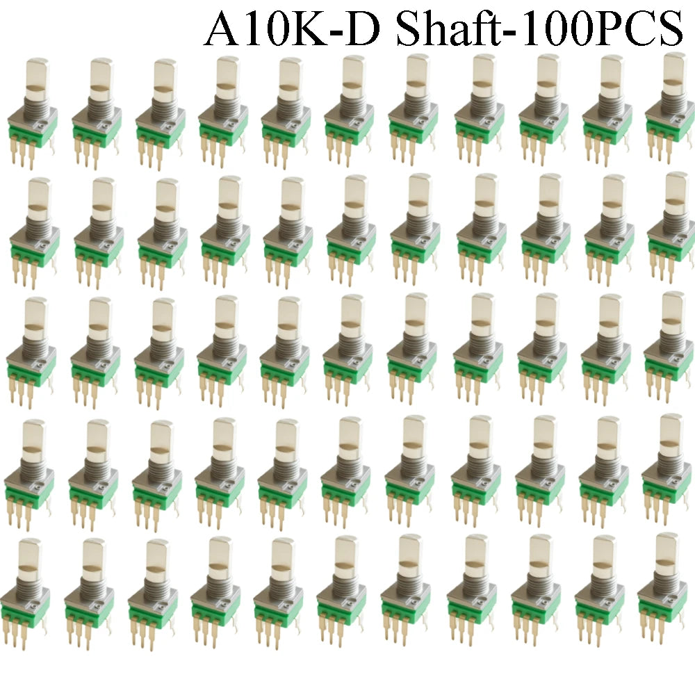 100PCS RK097 Precision Linear Potentiometer Vertical Single Link Shank 15mm D axis B2K B10K B20K B50K B100K B500K B1M