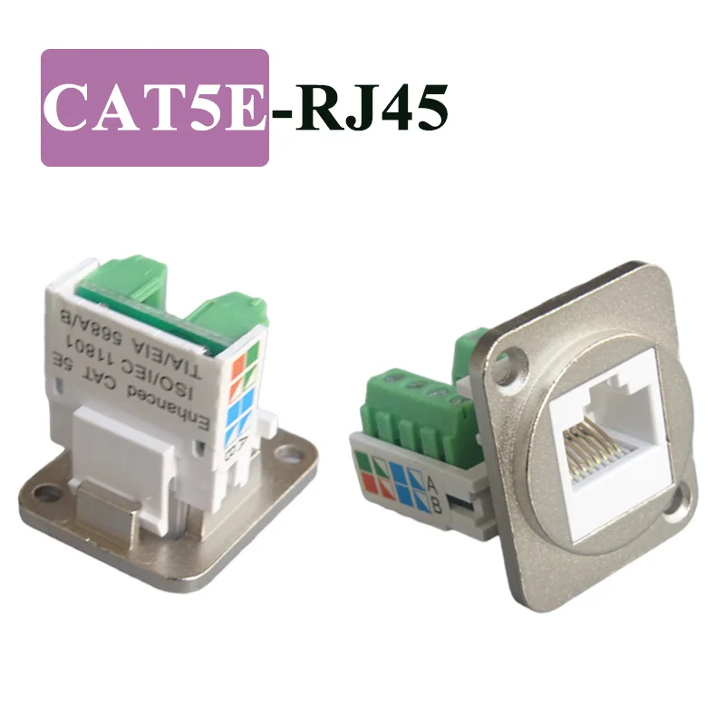 CAT5E RJ45 Network Panel Socket CAT5 RJ45 Solderless Network Wire Module Connector Metal Shielded Network Cable Extender