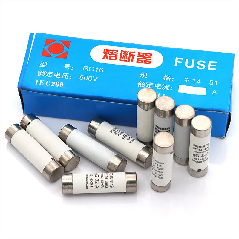 Javino 5/20/60Pcs 14*51mm(RO16)  Fast blow Ceramic Fuse 500V RO16-32A 40A 50A 63A RT18 RT14 Base