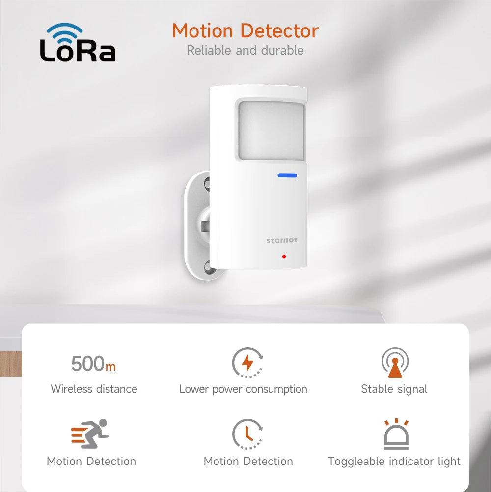Staniot LoRa Version Wireless PIR Motion Detector 500m Communication Distance with Anti-Dismantling Alarm Human Presence Sensor