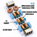 6A 10A AC 110V 220V EMI Filter Electromagnetic Interference Suppressor Common Mode Power EMC Audio Amplifier Inverter Purifier