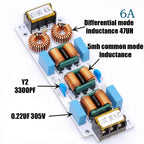 6A 10A AC 110V 220V EMI Filter Electromagnetic Interference Suppressor Common Mode Power EMC Audio Amplifier Inverter Purifier