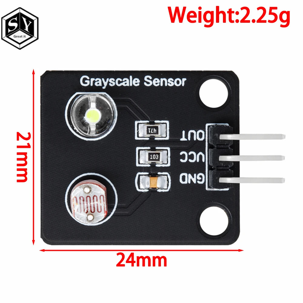 0-5V Analog Photoresistor Sensor Module: Light-Sensitive for Grayscale & Line Tracking for Arduino Compatible