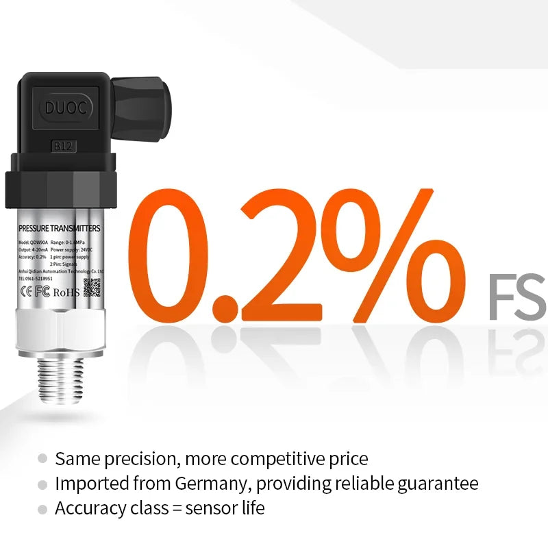 Water oil fuel gas air pressure transmitter 0.1bar 200bar 400bar G1/4 12-36V 4-20mA RS485 0-600bar pressure transducer sensor