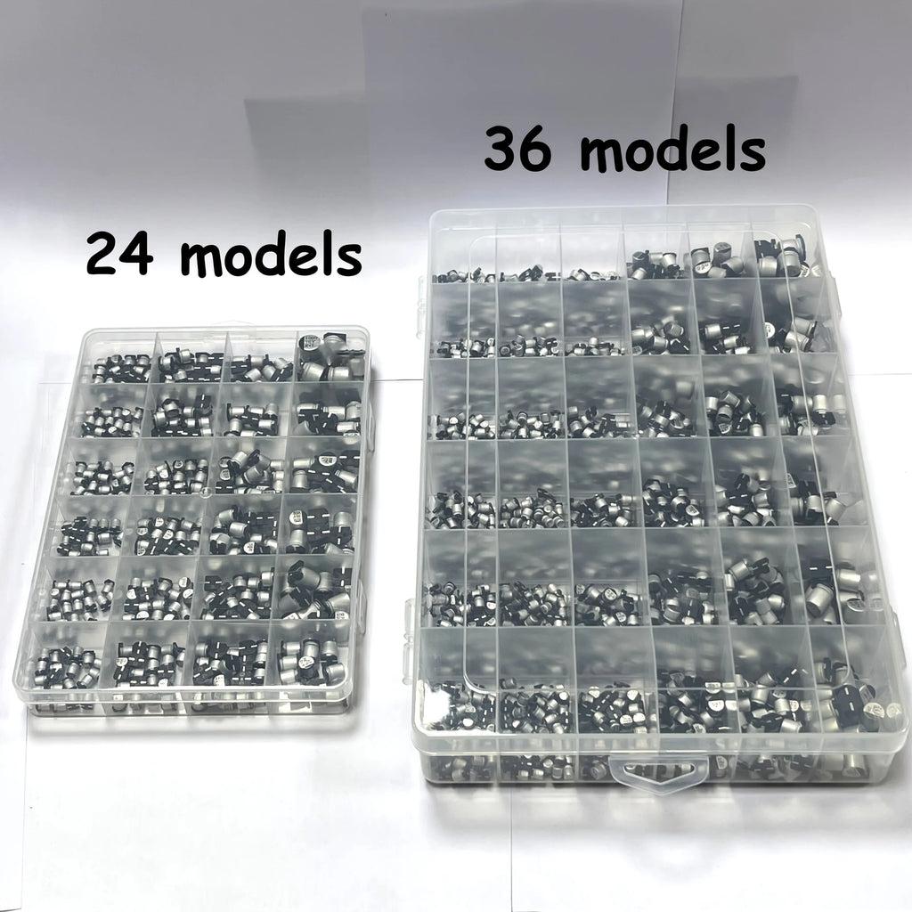400/1500Pcs/Lot 1UF~1000UF 6.3V-50V 24/36 Value SMD Aluminum Electrolytic Capacitors Assortment Kit + Box