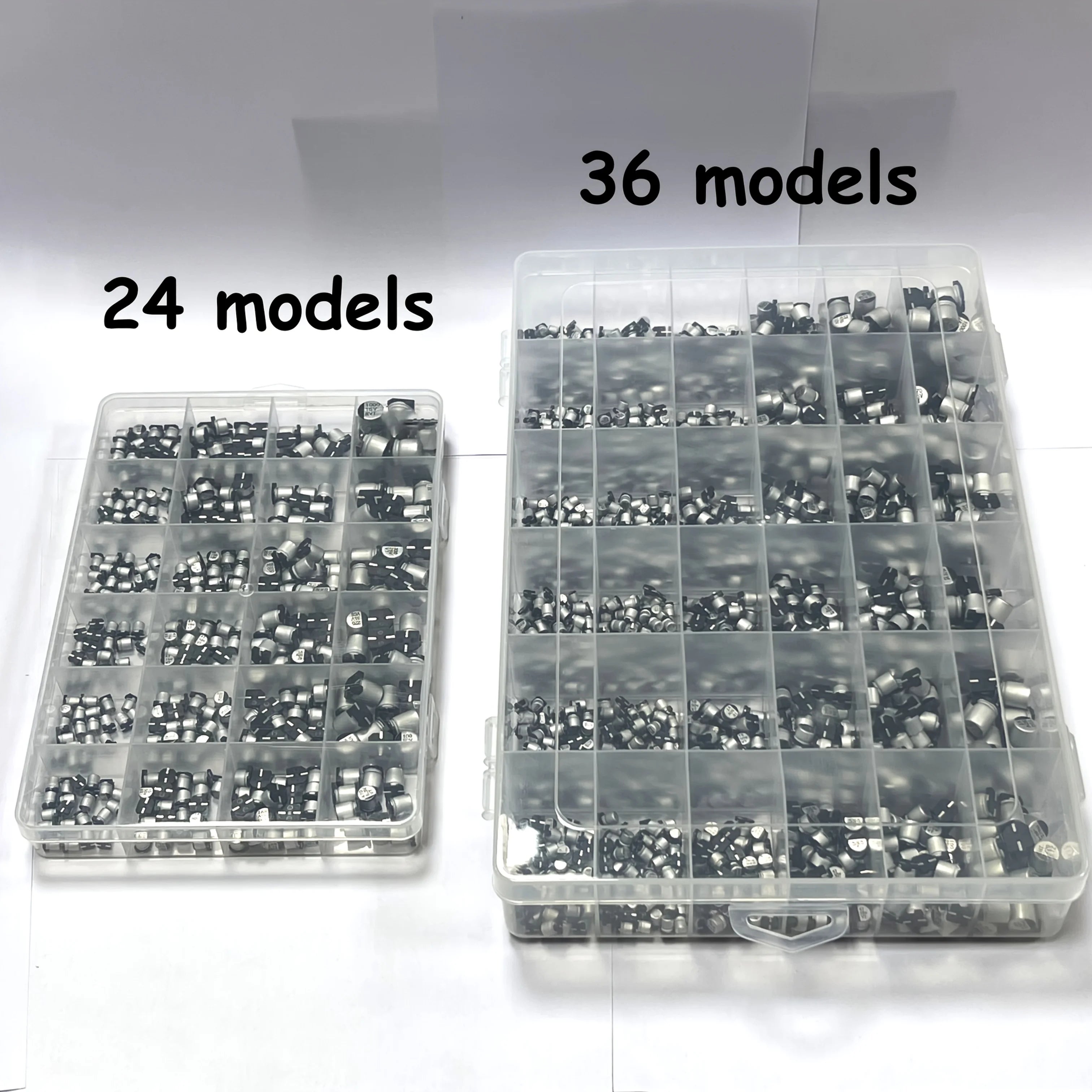 400/1500Pcs/Lot 1UF~1000UF 6.3V-50V 24/36 Value SMD Aluminum Electrolytic Capacitors Assortment Kit + Box