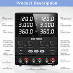 NICE-POWER 120V 3A Lab DC Power Supply 0-240V 0-6A Dual Channel Bench Power Source 12V 24V 10A 20A Power Supply Series Parallel