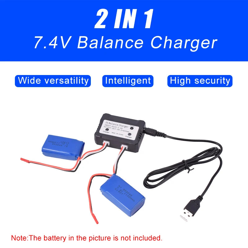 2IN1 7.4V 2S 600 mA Lipo Battery Balance Charger For Syma X8C MJX X600 X101 RC Toys Battery Plug Input DC 5V 1-2A