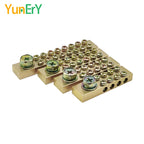 Terminal Block 10*18mm 8/10/12/16/20/24/30/40/50 Way One In Multiple Out High Current Double Neutral Ground Connector Brass Bar