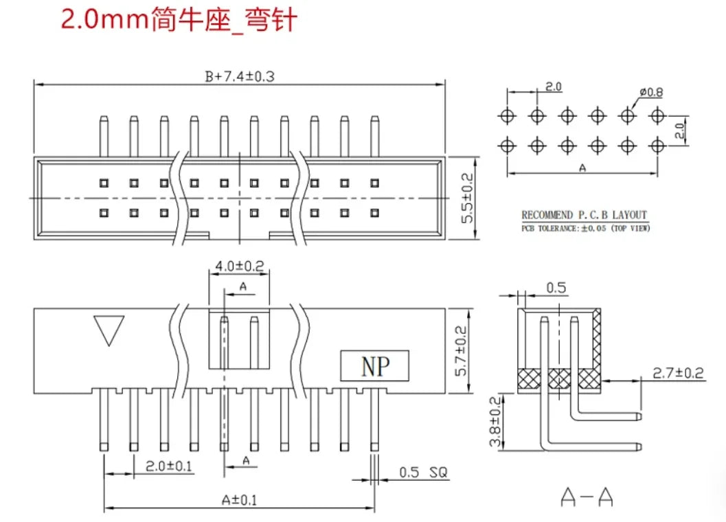 5-50Pcs Dip 6/10/20-40Pin 1.27mm 2.0mm 2.54mm Pitch Male Socket Straight Idc Box Headers Pcb Connector Double Row Dc3 Header