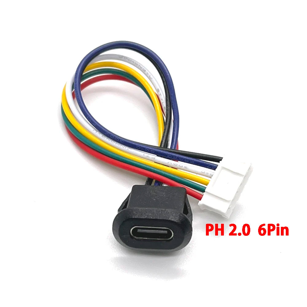 2 4 6 Pin USB-C Type Waterproof USB Connector Direct Compression Female Base Female Socket Charging Interface With Welding Wire